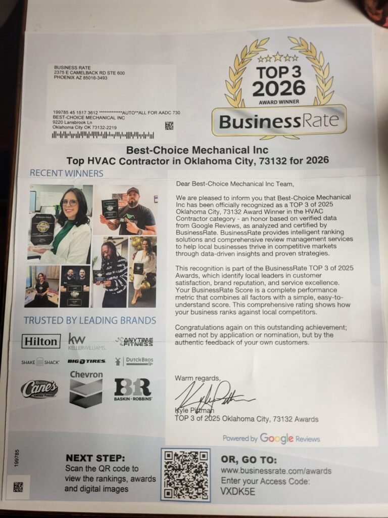 BusinessRate Top 3 2026 award recognition for Best-Choice Mechanical